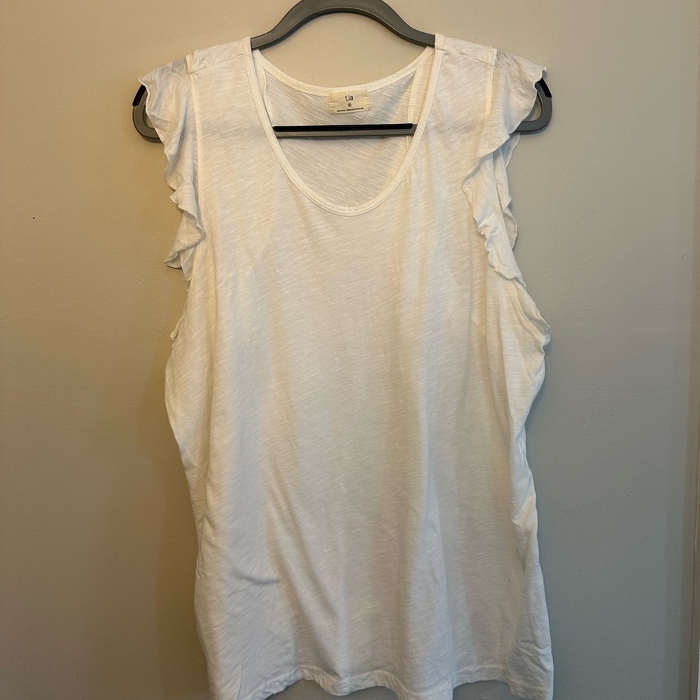 T.la white flutter sleeve top from anthropologie